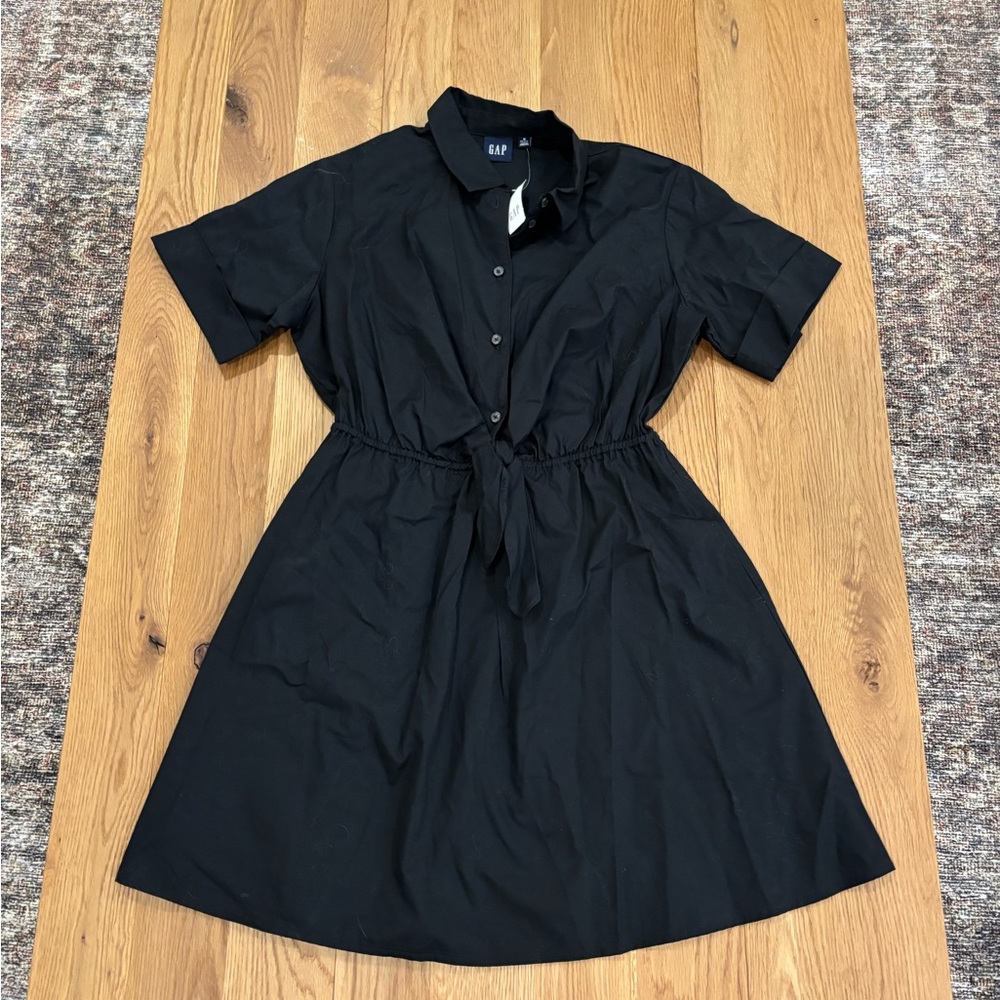 GAP Black Buttoned Tie Front Mini Dress